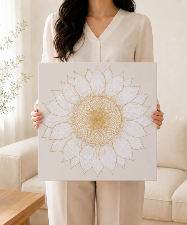 크리스탈 해바라기 액자 그림 50x50 거실 인테리어 캔버스 풍수그림 입주선물 개업선물 소담풍수