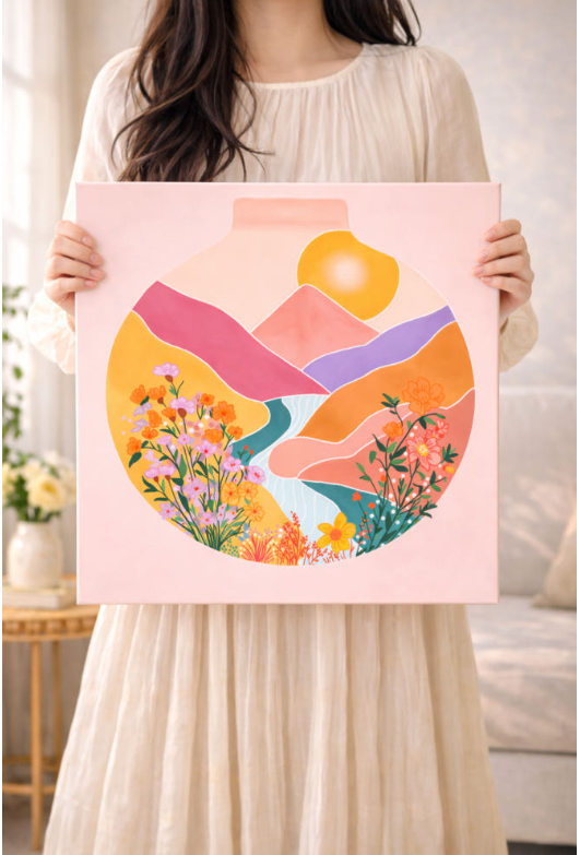 달항아리 그림 인테리어 액자 캔버스 재물운 금전운 액자 풍수 거실 현관 60x60